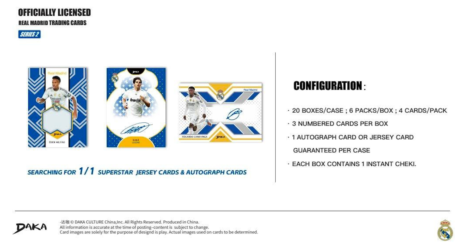 2025 Daka Real Madrid Top Audience Series 2 Hobby Box